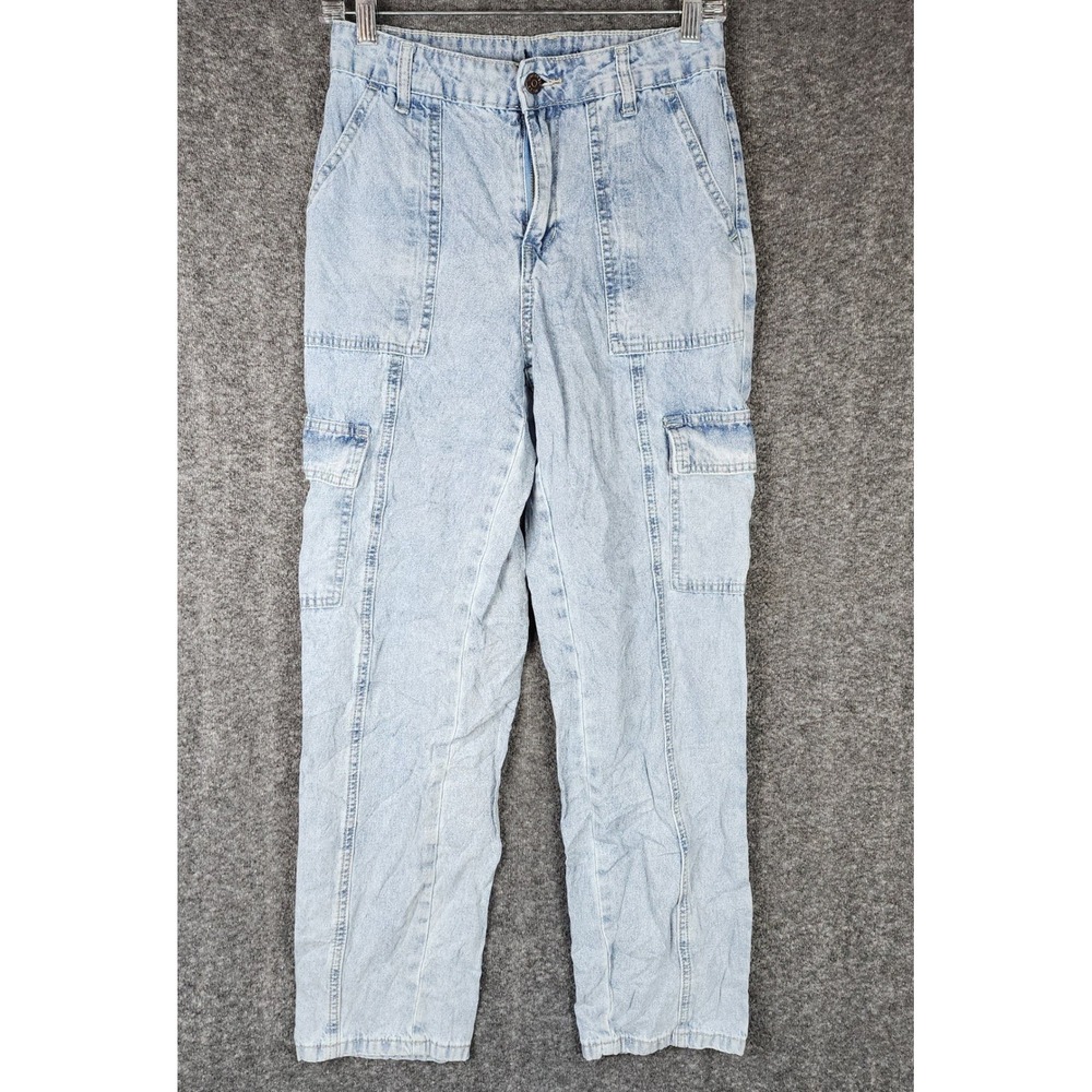 Sincerely Jules Jeans Womens 24 Cargo Y2K Light Blue Acid Wash High Rise EUC
